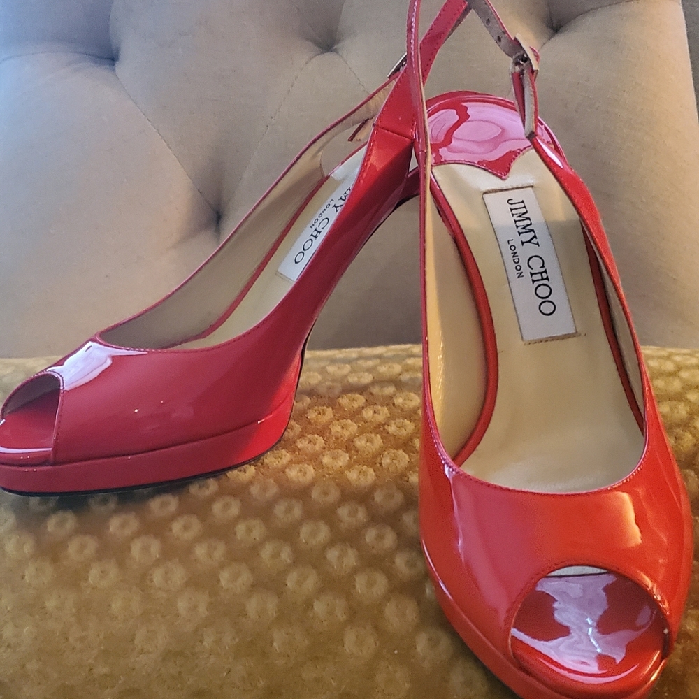 Jimmy Choo Leather Peep-Toe Pumps